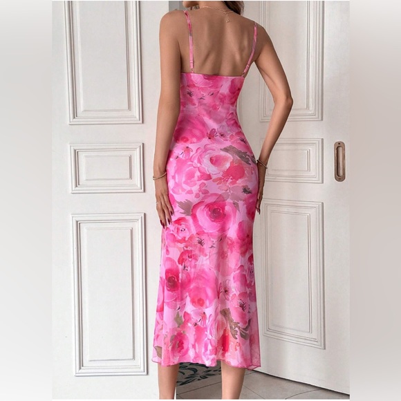 Pink Floral Print Cami Bodycon Dress - Picture 2 of 10